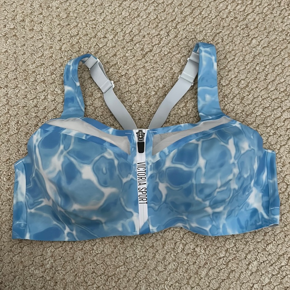 Blue and white Victoria Sport sports bra